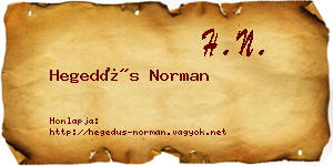 Hegedűs Norman névjegykártya